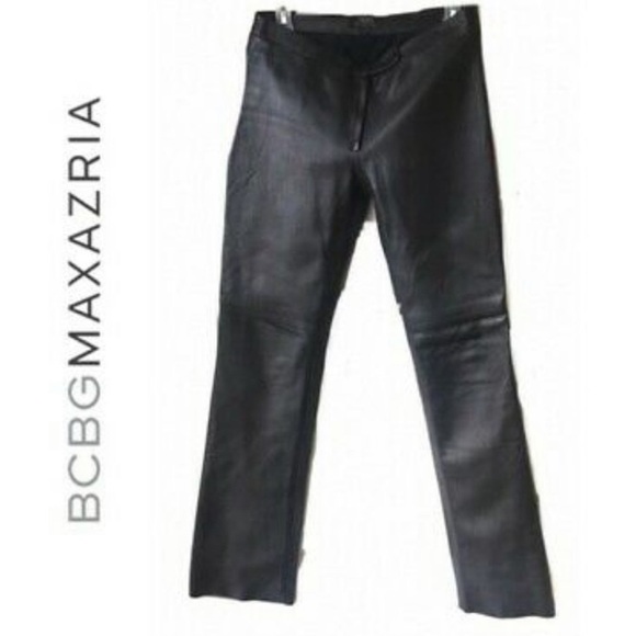 BCBG MaxAzria |  Vintage 100% Leather Pants - Picture 1 of 13